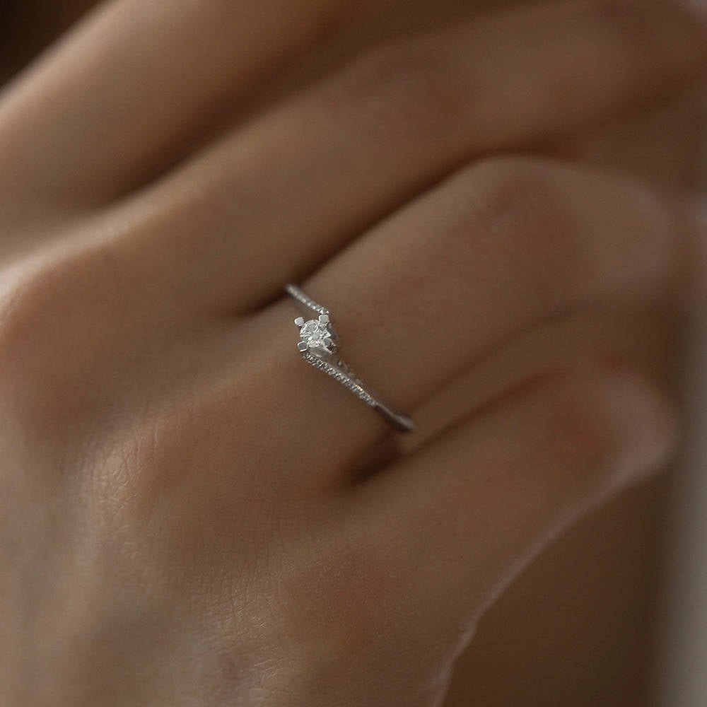 0.15 ct. Sidestone Diamond Engagement Ring