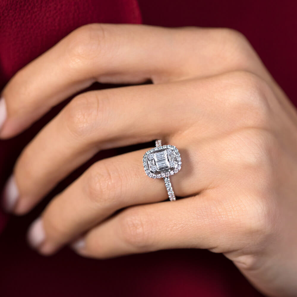 0.70 ct. Baguette Diamantring