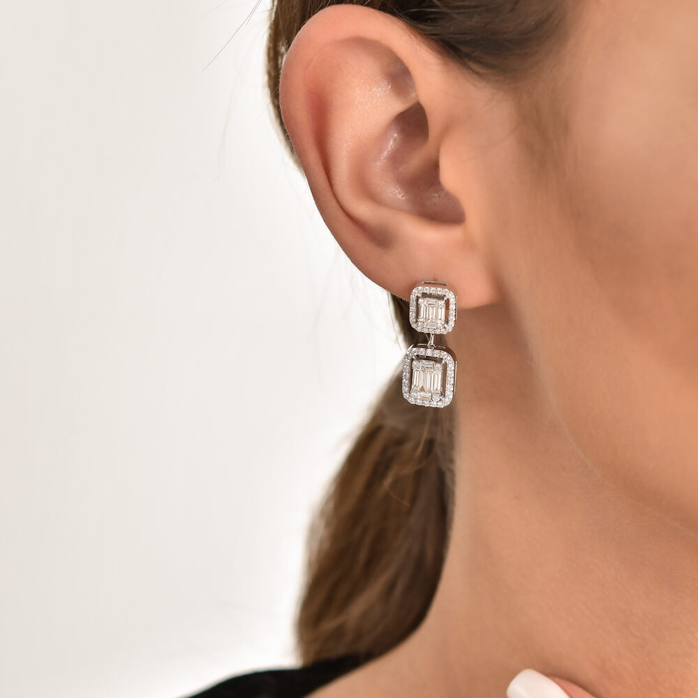 1.56 ct. Baguette Diamant Ohrringe