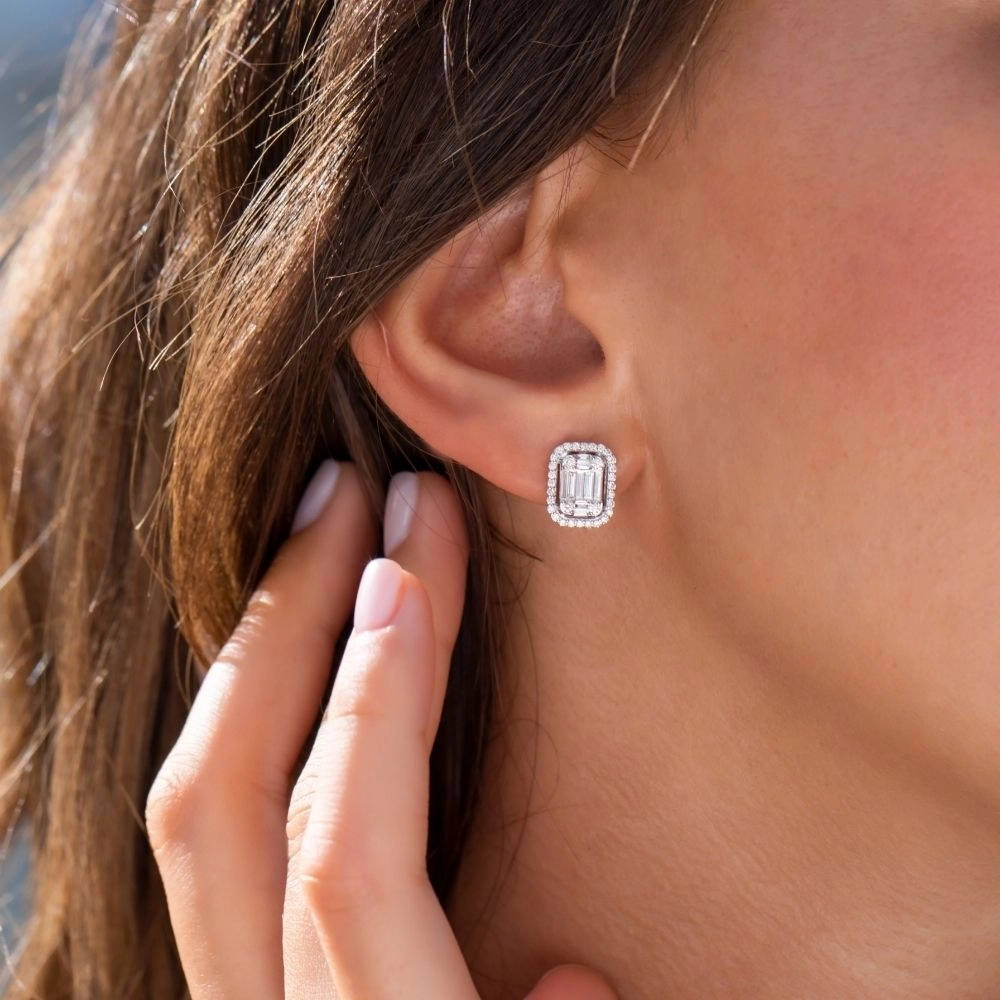 0.62 ct. Baguette Diamant Ohrringe