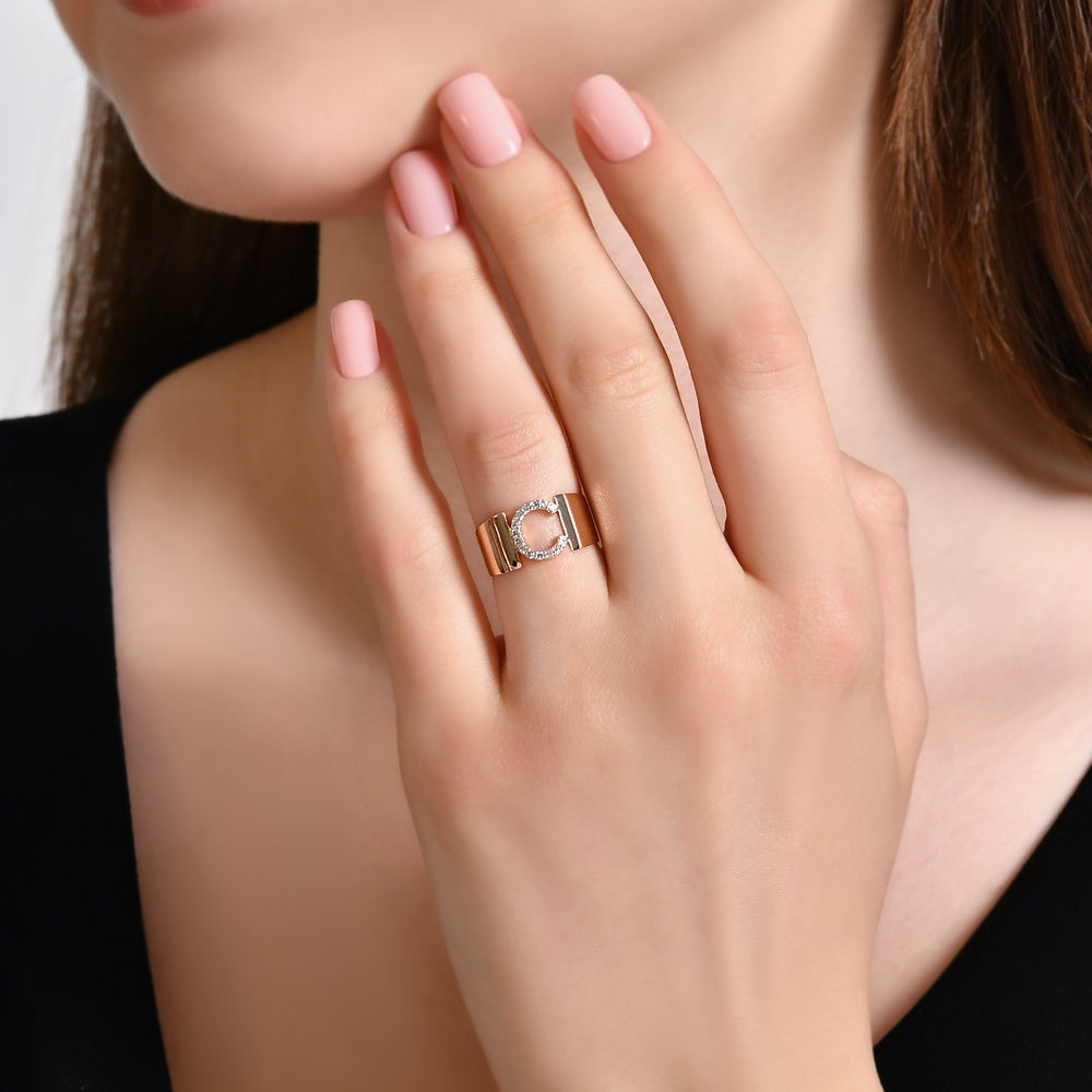 0.12 ct. Buchstabe C Diamantring