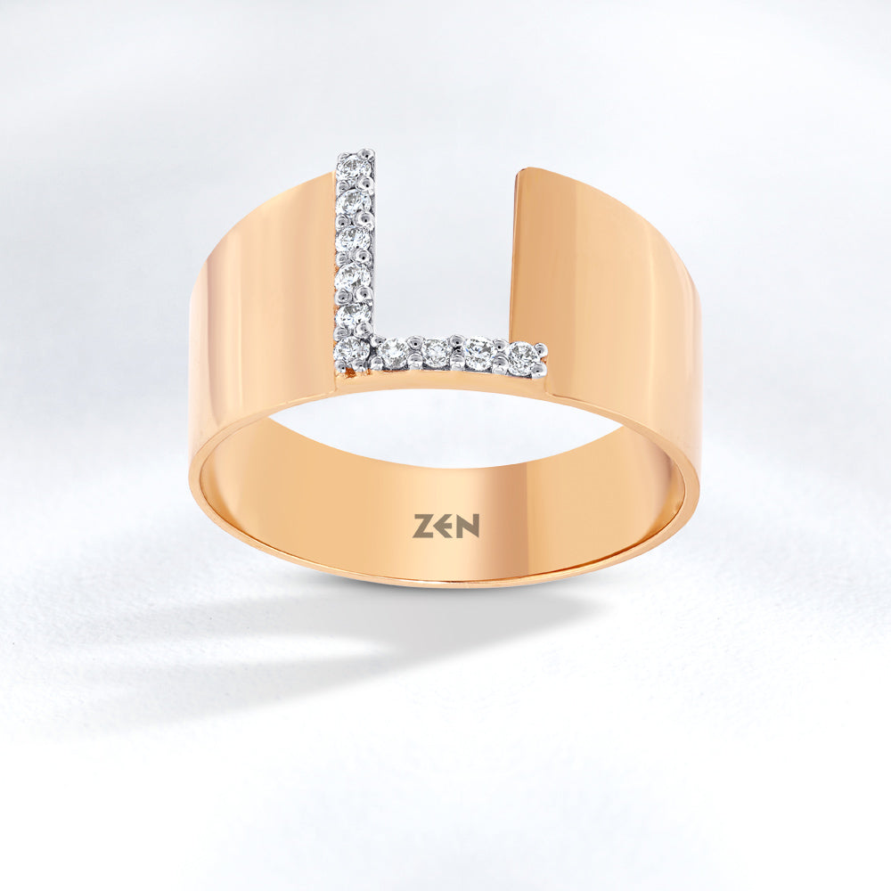 0.09 ct. Buchstabe L Diamantring