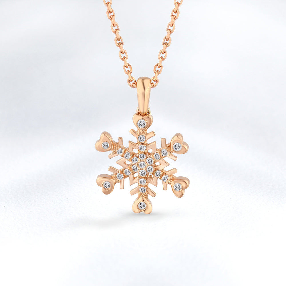 0.08 ct. Schneeflocke Anhänger mit Halskette
