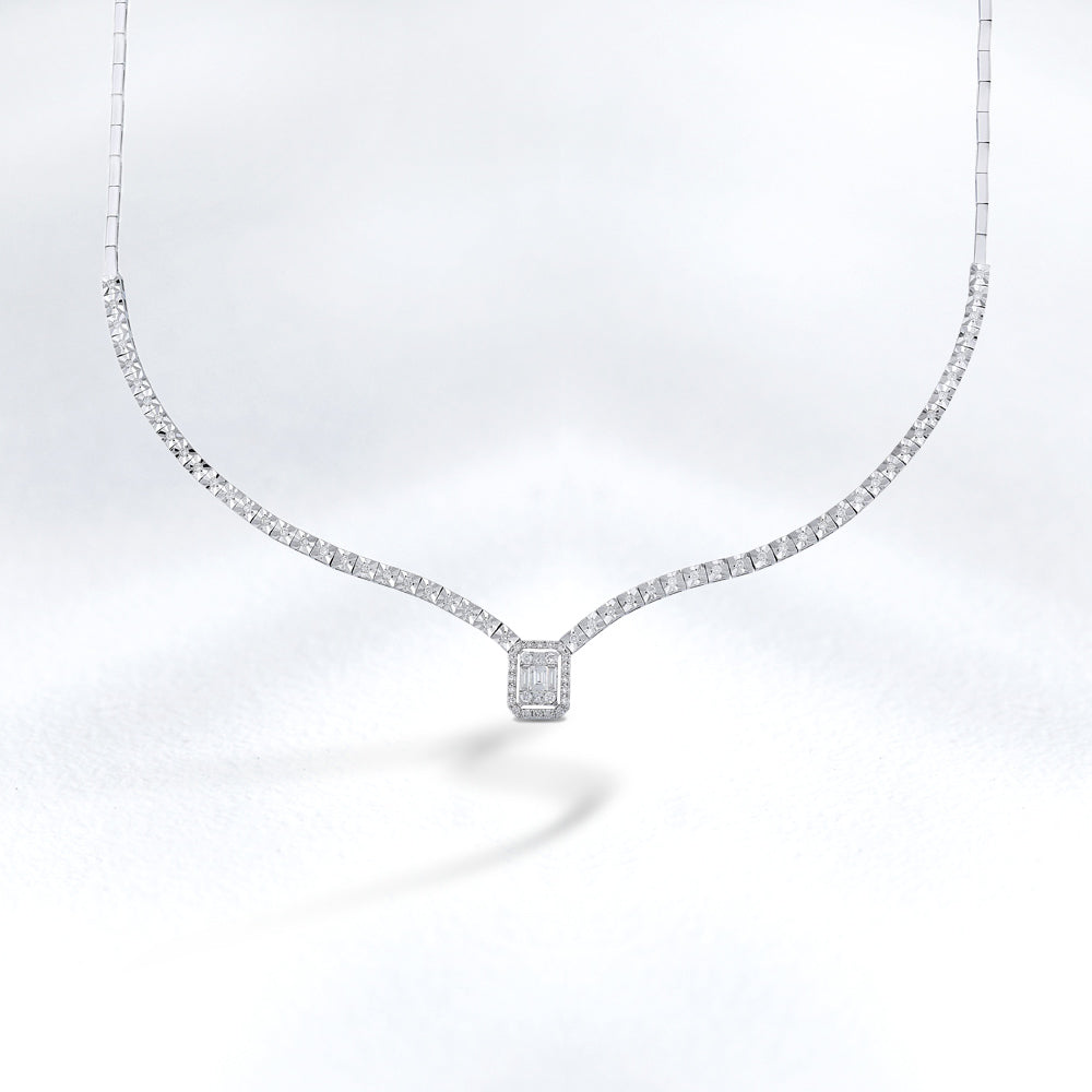 0.62 ct. Baguette Diamant Halskette