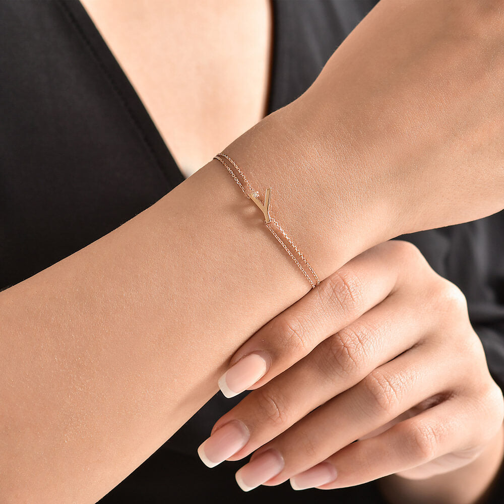 0.01 ct. Buchstaben Y Diamantarmband