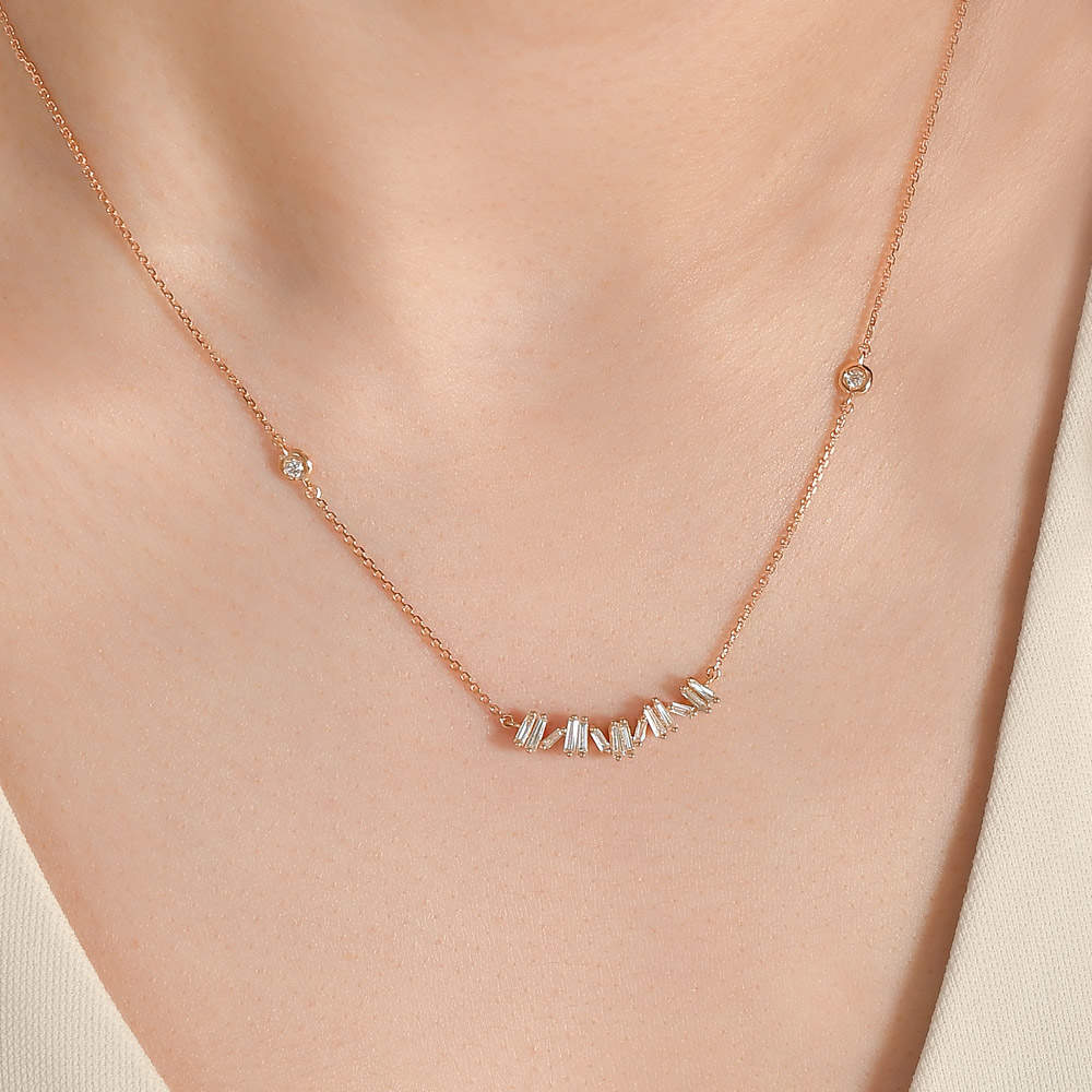 0.38 ct. Baguette Diamond Necklace