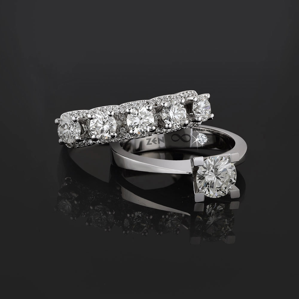 1.70 ct. Fünfstein Diamantring