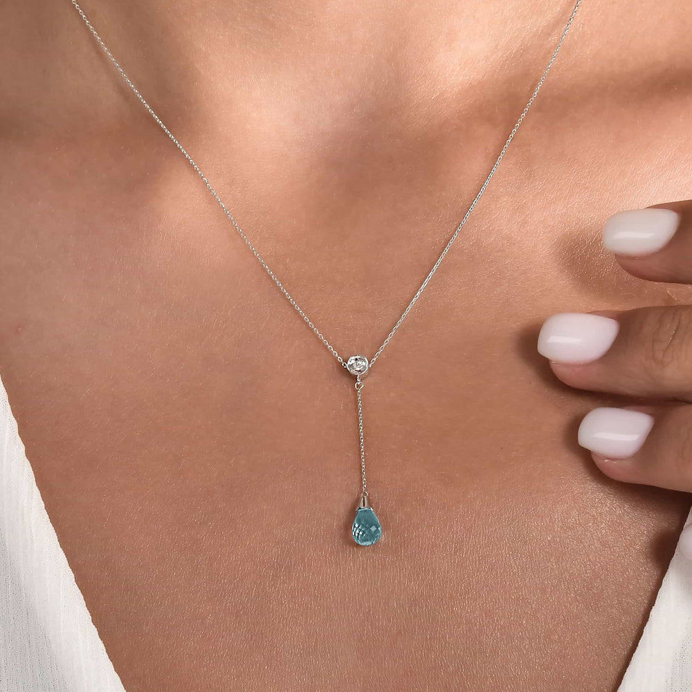 1.67 ct. Blauer Topas Halskette
