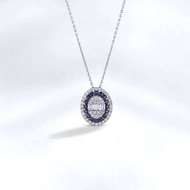 0.87 ct. Saphir Halskette