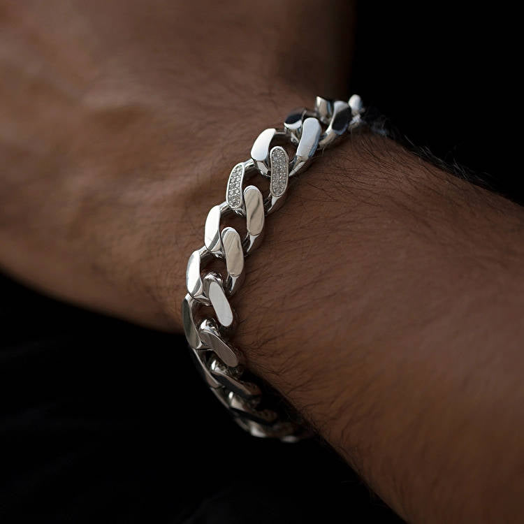 0.30 ct. Men Silver Diamond Bracelet