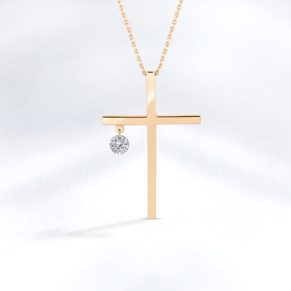 0.10 ct. Halskette mit Kreuzanhänger