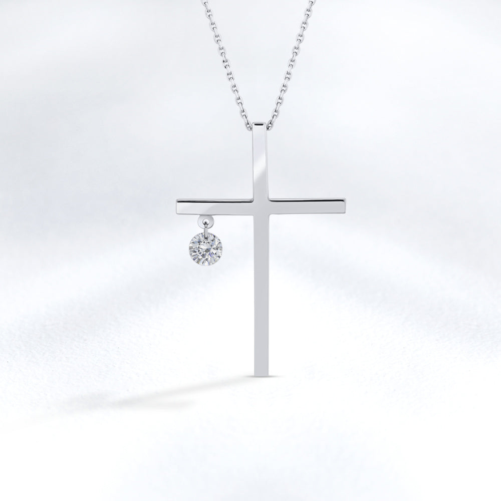 0.10 ct. Halskette mit Kreuzanhänger