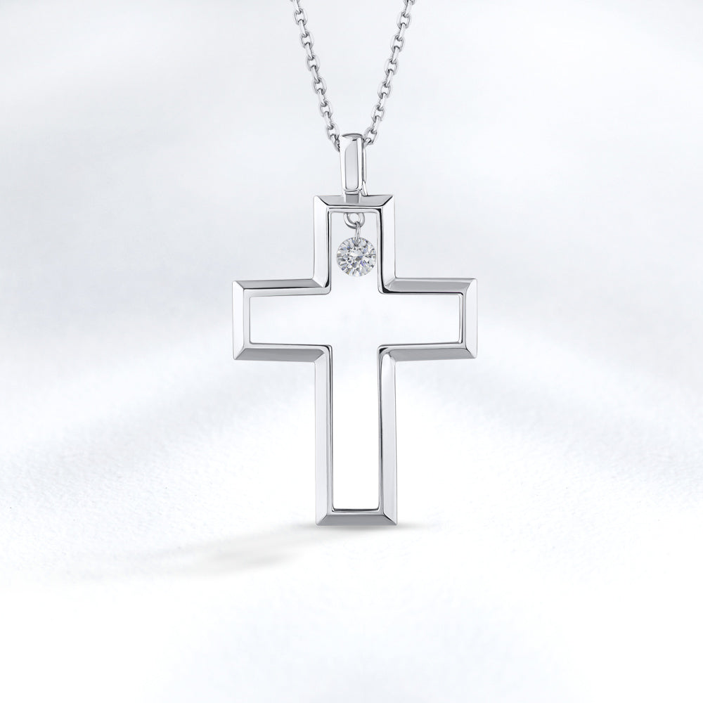 0.09 ct. Halskette mit Kreuzanhänger