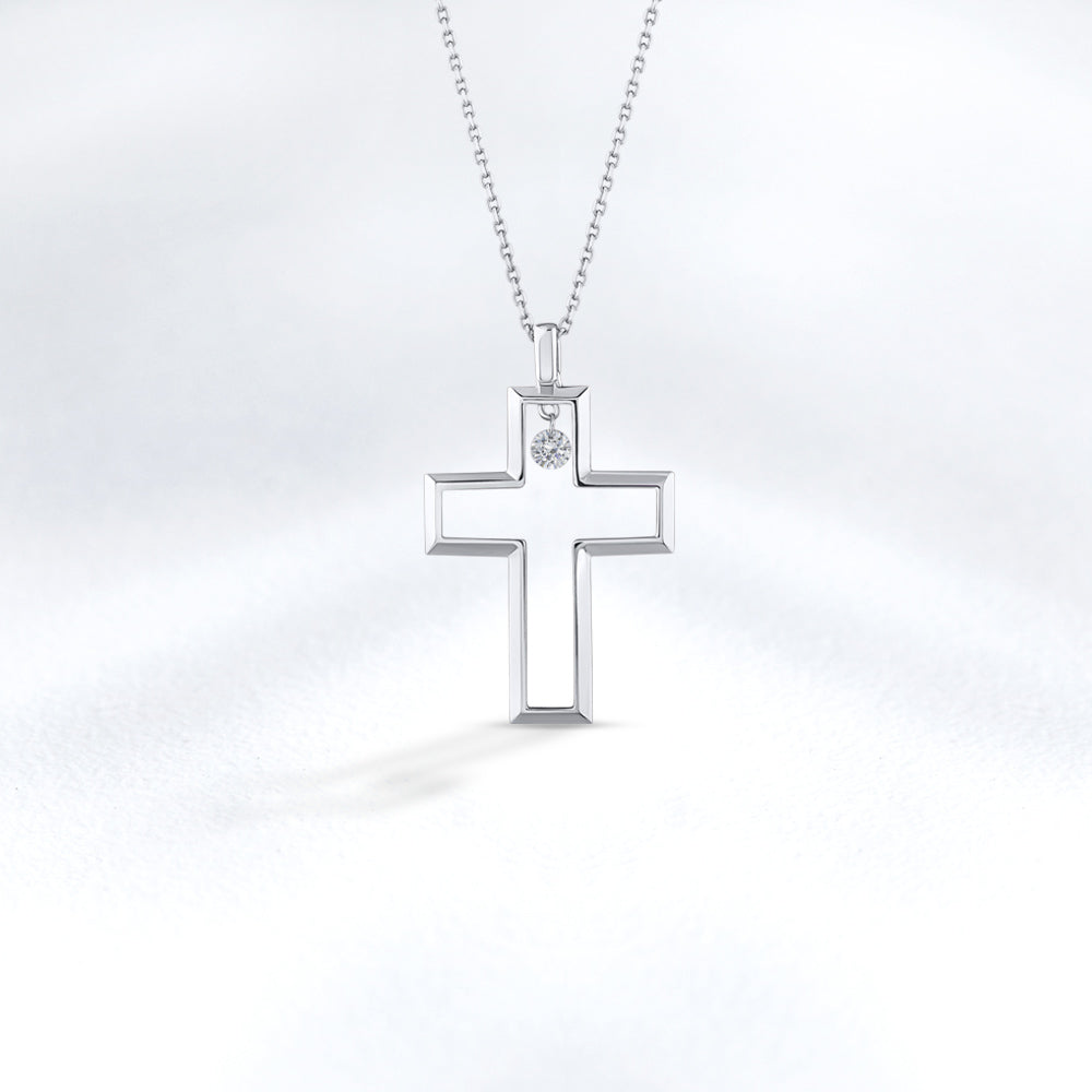 0.09 ct. Halskette mit Kreuzanhänger