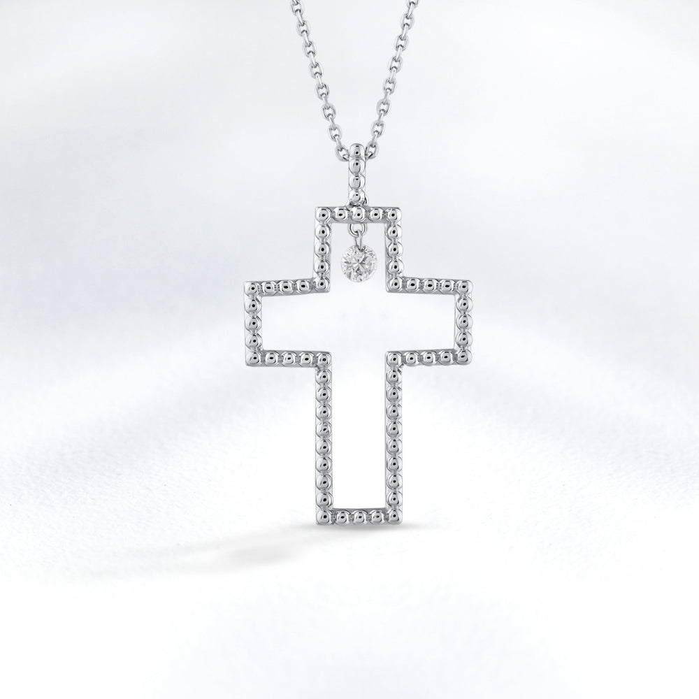 0.09 ct. Halskette mit Kreuzanhänger