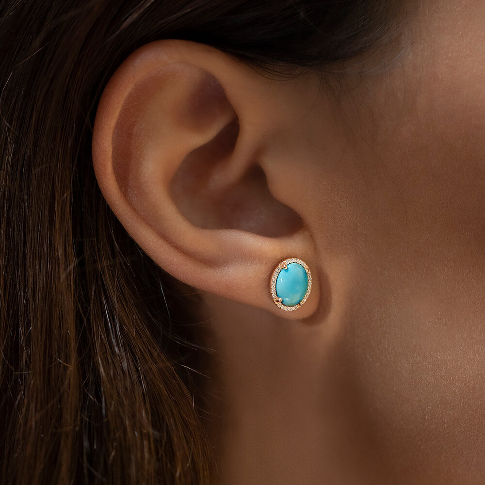 6.37 ct. Turquoise Stud Earrings