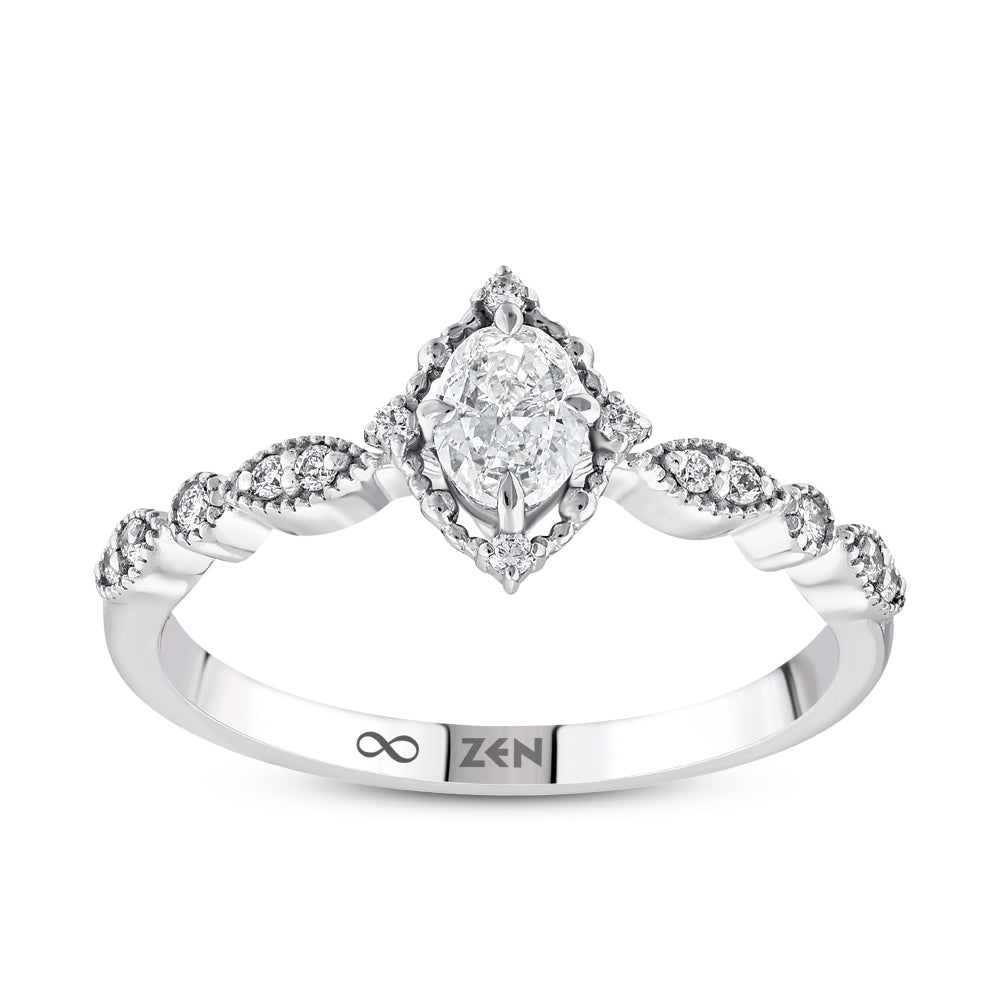 0.34 ct. Vintage Oval Diamantring
